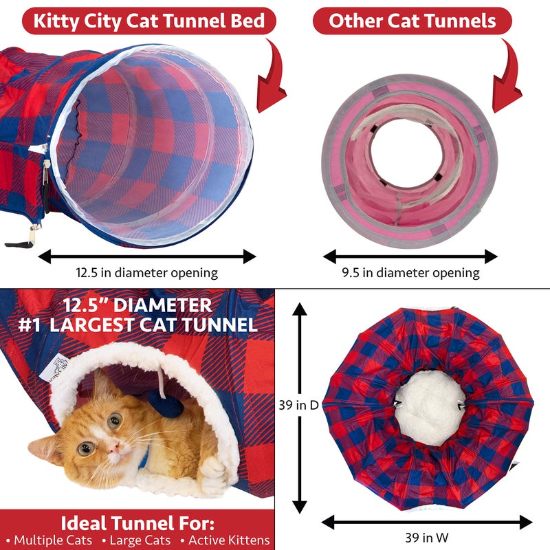 Kitty City Plaid Tunnel Bed - Image 5